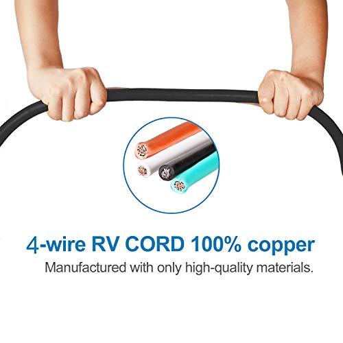 EPICORD RV Extension Cord(50Amp 36Ft power cable) Heavy Duty with Handle for Outdoor use(for Boat to Shore/RV),(3/C 6AWG+1/C 8AWG).SJTW,(14-50P) to (14-50R),(Truck/Trailer/Motorhome/Camper) - Thumbnail 3