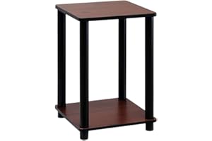 Furinno Turn-N-Tube End Table, Dark Cherry/Black , 1-Pack