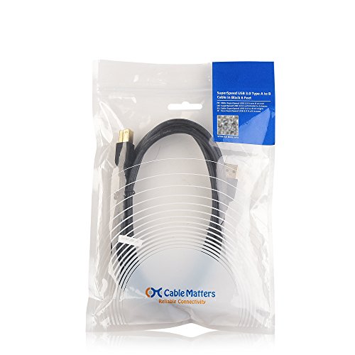 Cable Matters SuperSpeed USB 3.0 Type A to B Cable in Black 6 Feet