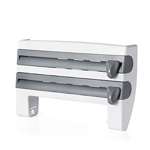 MOVEmen Creative Plastic Wrap Cutting Shelf Kitchen Cling Film Sauce Bottle Storage Rack Paper Towel Holder Kitchen Accessor Storage Shelf Home Decor Dinning Room Kitchen Article (Gray)