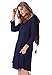JollieLovin Women's Casual Swing 3/4 Sleeve Pockets T-Shirt Loose Dress (Navy Blue, 2X)