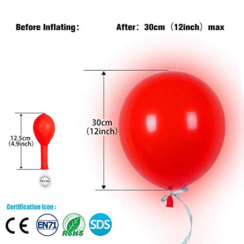 50 Pack LED Light Up Balloons, Zodight 9 Colors Flashing Lights Glow Latex Balloons for Party Birthday Wedding Festival Decorations, Fillable with Helium or Air