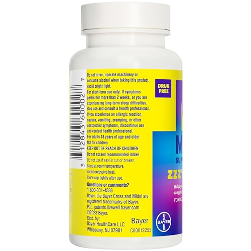 MIDOL SUPPLEMENTS ZZZ’S PLEASE, 1 MG MELATONIN CAPSULE, SLEEP SUPPLEMENT FOR ADULTS, FORMULATED WITH MELATONIN AND PASSIONFLOWER, SLEEP SUPPLEMENTS FOR BETTER SLEEP, 30 COUNT