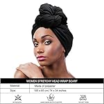 2 Pieces Stretch Head Wrap Scarf Stretchy Turban Long Hair Scarf Wrap Solid Color Soft Head Band Tie for Women