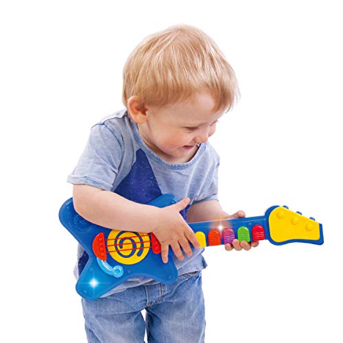 infunbebe Rock N Roll Guitar Little Rock Star Guitar, Electronic Musical Toy Instrument with Lights & Musics for Infant from 2 Years & Up