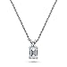 BERRICLE Rhodium Plated Sterling Silver Solitaire Pendant Necklace Set w/Swarovski Zirconia Emerald Cut 18