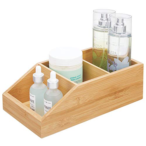 mDesign Bamboo Wood Compact Bathroom Storage Organizer Bin Box 3