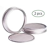 Mason Jar Sprouting Lids for Wide Mouth - Rust Proof 316 Surgical Stainless Steel - 2 Pack Canning Jar Lids with Strainers for Superb Ventilation - Alfalfa, Broccoli, Bean Sprouts (Jars not included)