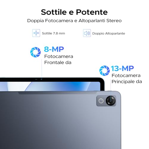 Luzglo P12 Android 16 Tablet 12 Inches, T7280 Octa-Core, 48GB RAM+128GB ROM/2TB TF, IPS 2.4K Display 120 Hz, 10000 mAh, WiFi5, 8MP+13MP, Gemini AI, Tablet with Keyboard, Face ID/GPS/OTG/FM, Grey
