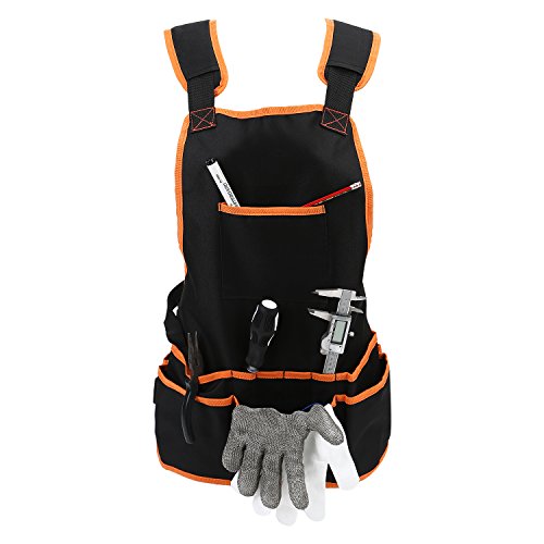 OCGIG Professional Canvas Work Apron with 16 Tool Pockets Tool Apron Adjustable Size Protective and Waterproof