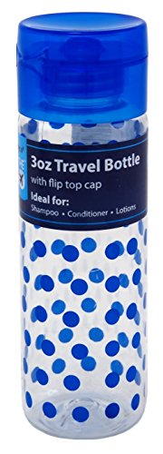 Sprayco Travel Bottle 3 Ounce Cylinder With Flip Top (12 Pieces) Assorted Colors (89ml)