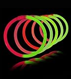 Lumistick 8 Inch Glow Sticks - Bendable Glow Sticks With Necklace and Bracelet Connectors - Glowstick Bundle Party Bracelets (100, Red/Green)