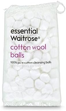 Pure Cotton Wool Balls 85g essential Waitrose 100 per pack - Pack of 2