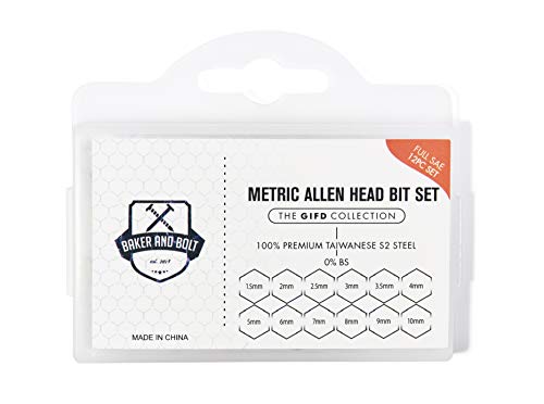 image for Baker and Bolt Allen Wrench Drill Bit Set (12pc COMPLETE METRIC SET) H