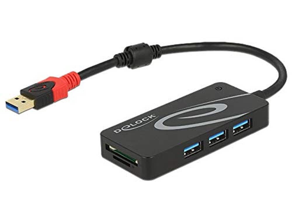 DeLock USB Hub USB 3.1 Type A 3x USB 3.0 Type A + 2x SD Slot