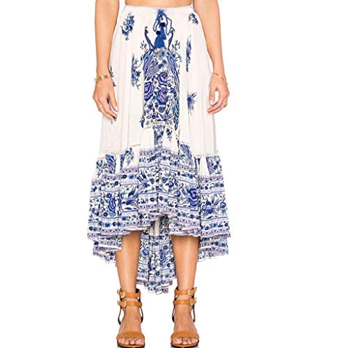 Fashion Skirts MISYAA Womens Boho Tribal Floral Maxi Beach Long Casual Skirt Dresses Festival Gift(Blue,X-Large)