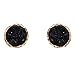 Humble Chic Simulated Druzy Studs - Gold-Tone Plated Round Circle Simple Minimalist Crystal Post Ear Stud Earrings for Women, Black, Simulated Obsidian, Simulated Onyx, 0.65 inch