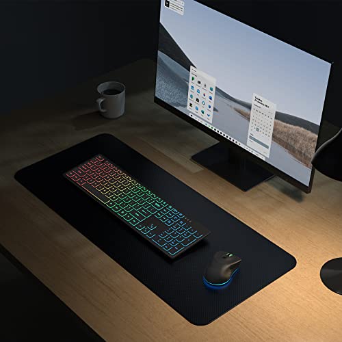 Earto Wireless Keyboard and Mouse, Rainbow Backlit Keyboard, Jiggler