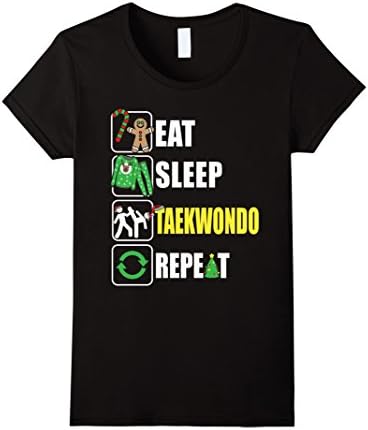 Womens Eat Sleep Taekwondo Repeat Tshirt Funny Merry Xmas Taekwondo Medium Black