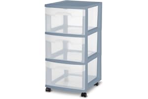 3‑Drawer Medium Storage Cart – Light Blue, Plastic, Wheeled, BPA‑Free
