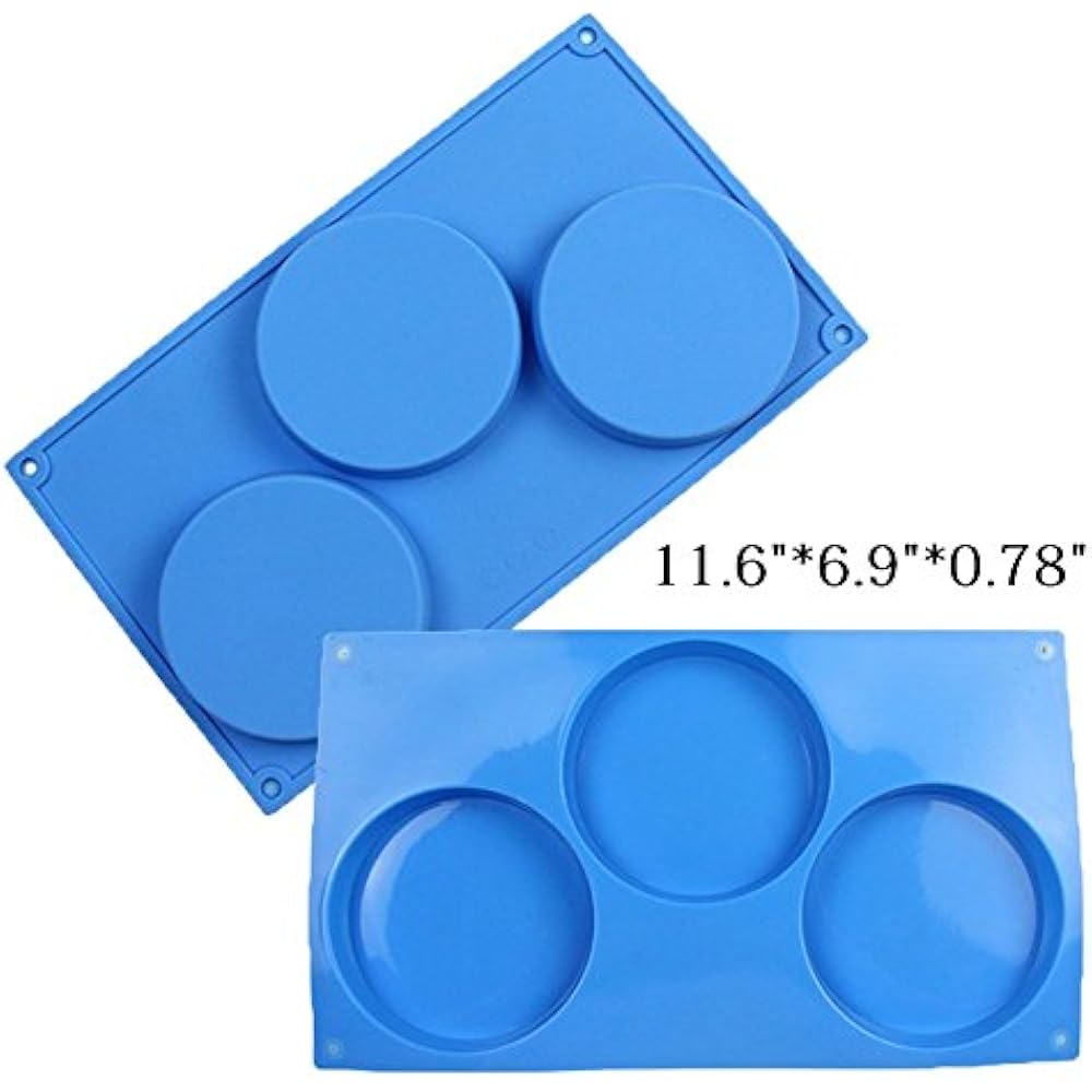 Round Silicone Mold (2pack) 3Cavity Large Disc For Cake, Pie, Candy
