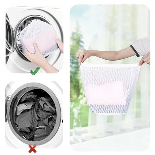 AiQInu Set of 2 Laundry Bag with Drawstring, Laundry Net for Washing Machine, Reusable Mesh Washing Bag, Washing Net, Fine for Washing Machine, 40 x 30 cm