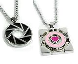 2pcs Game Portal 2 Aperture Logo & Companion Cube Necklaces Pendants