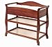 Storkcraft Aspen Changing Table with Drawer, Cherry, Sleigh Design Changing Table with Changing Pad and Safety Strap, Oversized Drawer and Two Storage Shelves