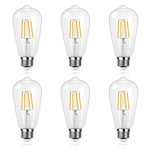 Antique LED Bulb, SHINE HAI 4W (40W Equivalent) ST58 Vintage Edison Light Bulb LED Lighting, 470 Lumen Warm White 2700K E26 Base, ETL-listed, Pack of 6