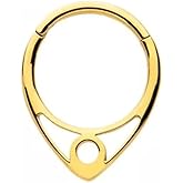 Pierced Owl 16GA 316L Stainless Steel V-Shape with Circle Outline Hinged Segment Clicker Ring