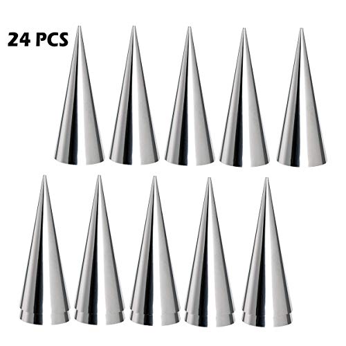 Guaren us Set of 24pcs Stainless Steel Cream Roll Horn Molds, Cone Shaped Cannoli Form Tubes DIY Croissant Baking Cake Molds