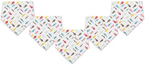 Baby Bandana Drool Bibs,Absorbent Cotton Burp Cloth with Snaps,Unisex 5 Pack,Fish,Soft Stylish Good-Fit for Teething Feeding Boys and Girls,by Muslin Tree