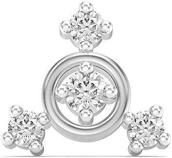 Myzevar Cubic Zirconia 18K White Gold Plated Sterling Silver Nose Pin