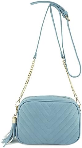 Simple Shoulder Crossbody Bag With Metal Chain Strap And Tassel Top Zipper