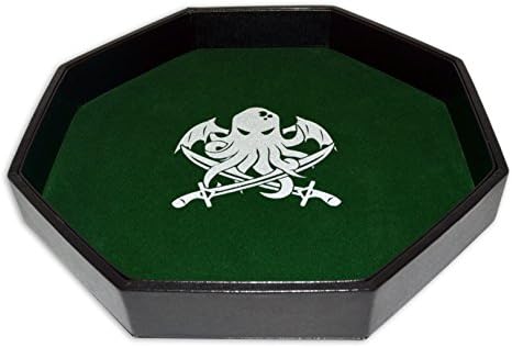 Dice Tray - 11.5" Octagon - Cthulhu's Lair - Green - Limited Edition - For Any Dice or Board Games, Tabletop RPGs like D&amp;D (DnD), Pathfinder Roleplaying Game