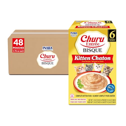 INABA Churu Entrée Bisque for Kittens, High Protein & Moisture, Prebiotic Wet C…