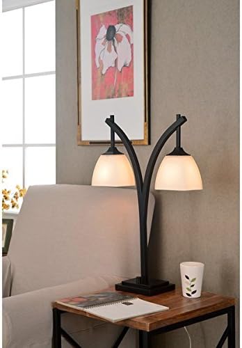 Turin Suspended Glass Shades Bronze Finish Modern 2-light Table Lamp
