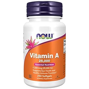 NOW Supplements, Vitamin A (Fish Liver Oil) 25,000 IU, Essential Nutrition, 250 Softgels