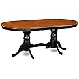 East West Furniture PVT-BLK-TP Plainville Modern Dining Table - an Oval Kitchen Table Top with Butterfly Leaf & Double Pedestal Base, 42x78 Inch, Black & Cherry