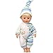 BQVIVYI Dolls Clothes Baby Girls 12 Inches Blue Stripes Rompers Suit with Hat Casual