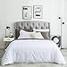 SUSYBAO White Duvet Cover Queen 100% Cotton 3 Pcs Set 1 Solid Color Hotel Duvet Cover with Zipper Ties 2 Pillow Shams Farmhouse Hotel Collection White Bedding Set Soft