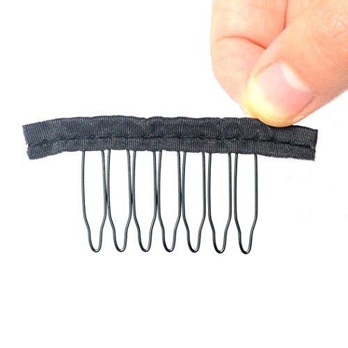 Luwigs 36 pcs Wire Wig Combs For Wig Caps Black Color Anti-Rust Wig Clips Accessories Tools (Black, Wig Comb)
