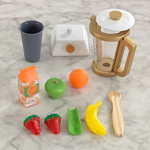 KidKraft Goldenes Smoothie Spielset aus Holz für Kinderküche mit Mixer und Obst, Spielküche Zubehör, Spielzeug für Kinder ab 3 Jahre, 53537 – Bild 4