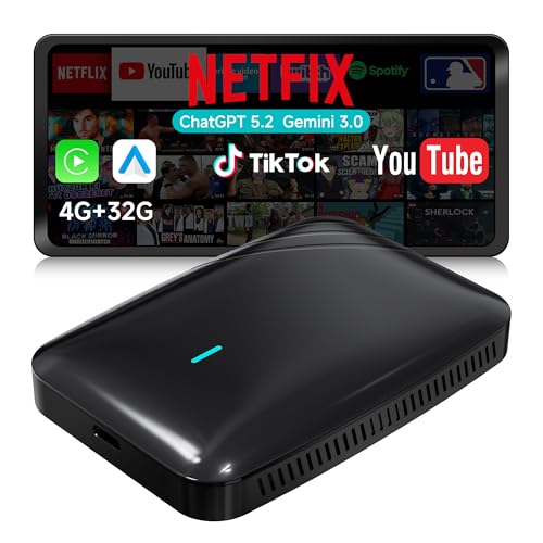 MYATOTO AI Box Wireless Android Auto CarPlay Adapter, 4GB+32GB, Upgrade Car Performance with CP/AA Wired for Netflix/YouTube/TikTok, DriveChat AI, Dual-WiFi, IoT-Hub, CB4B