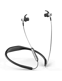 WRZ N5 Auriculares inalámbricos Bluetooth con micrófono y control de volumen, auriculares deportivos estéreo, impermeable, correa para el cuello desmontable para teléfono celular, iOS, Android, smartphones, portátiles, tabletas