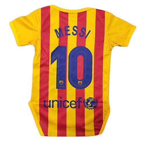 Athletics Rhinox Lionel Messi #10 Soccer Jersey Baby Infant & Toddler Onesies Rompers Pack of 2 Home & Away Jersey Design Bundle (6-12, Messi 2 Pack)