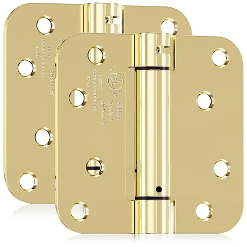 Photo 1 of * might be missing pieces *
JOYNY 2 Pack Self Closing Door Hinges, 4 Inch Spring Loaded Door Hinges for Garage, Front, Back Door, Left/Right Hand, Adjustable Tension, 5/8'' Radius Corners, UL Listed, Gloden