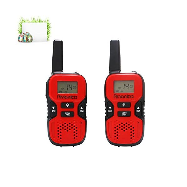 Amanico-Kids-Walkie-Talkies-22-Channel-FRSGMRS-2-Way-Radio-2-miles-up-to-37-Miles-UHF-Handheld-Smart-Mini-Size-33-In-Length-for-girls-boys-Kids-Children-Teens-1-Pair-Red Amanico-Kids-Walkie-Talkies-22-Channel-FRSGMRS-2-Way-Radio-2-miles-up-to-37-Miles-UHF-Handheld-Smart-Mini-Size-33-In-Length-for-girls-boys-Kids-Children-Teens-1-Pair-Red