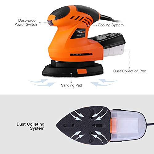 Detail Sanders Mouse Sander, Tacklife 1.6AMP, 200W, 12000OPM 360