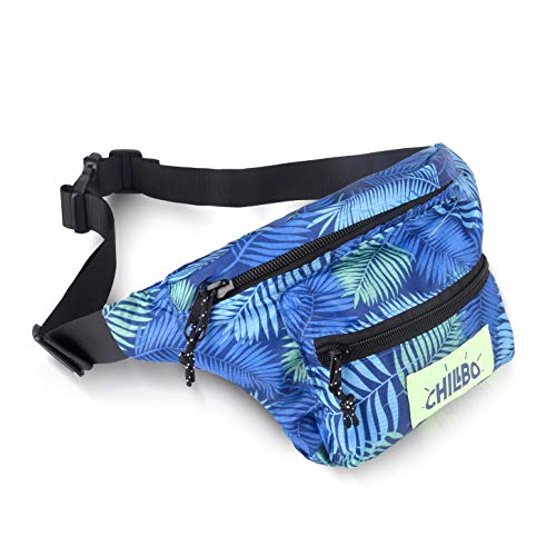 Chillbo Fanny Pack - Fanny Packs for Women and Waist Bags for Men (Blue Leaf)